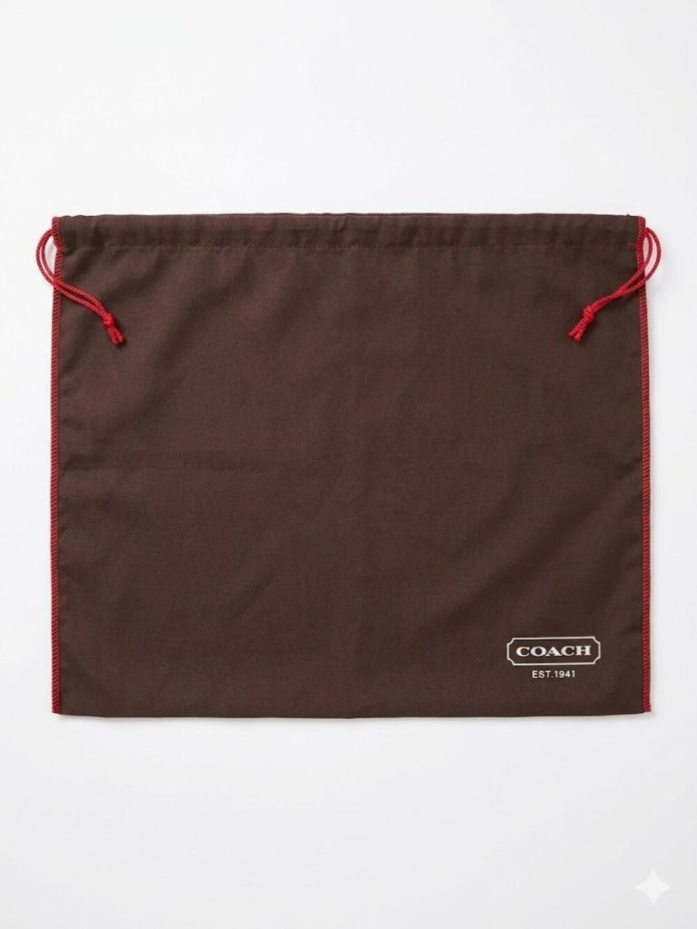Coach Large Brown Cotton Dust Bag Red Drawstring 19x15